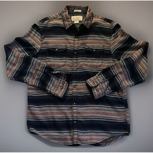 Original Penguin By Munsingwear Button Up Shirt Blue Gray Stripe Slim Large JBHS